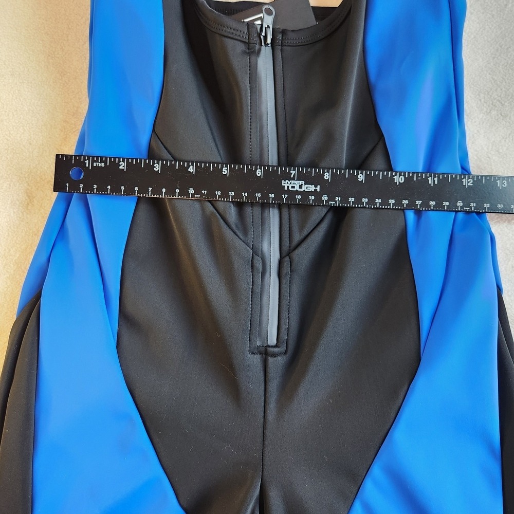 PRETTY LITTLE THING Ski Bib Suit Scuba‎ Womens 2 Blue Black PLT Jumpsuit NEW - Picture 9 of 15